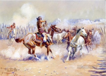  Navajo Art - navajo wild horse hunters 1911 Charles Marion Russell American Indians
